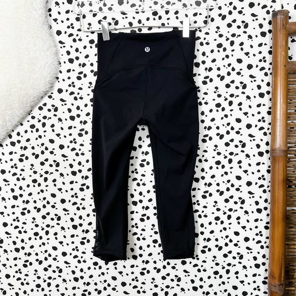 lululemon athletica Pants - Lululemon | Train Times Crop 17" Black Mesh Workout High Rise Leggings 2 W6ADDS